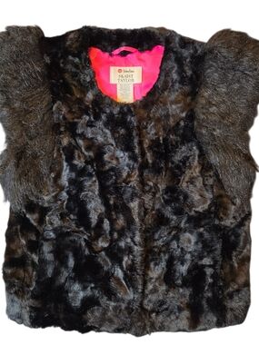 Skaist Taylor X Target Black Faux Fur Vest with Bright Pink Lining Medium Party